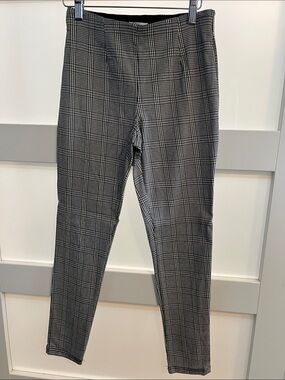 Calvin Klein Black and White Plaid Slim Trousers